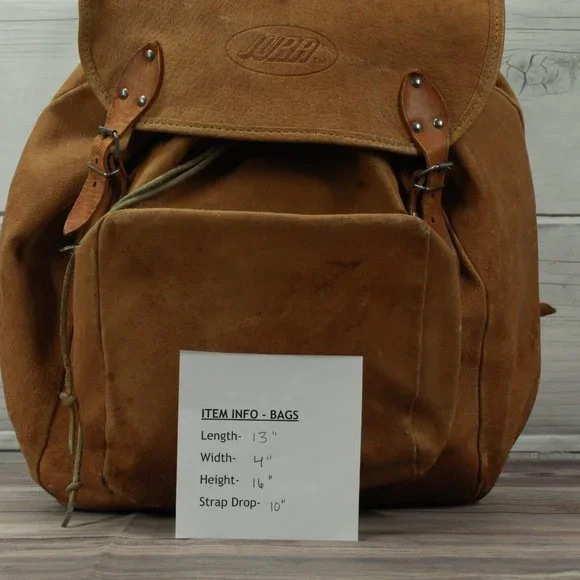 Vtg! JURA Brown Leather Patina Genuine School Bag Casual Backpack - Picture 11 of 11